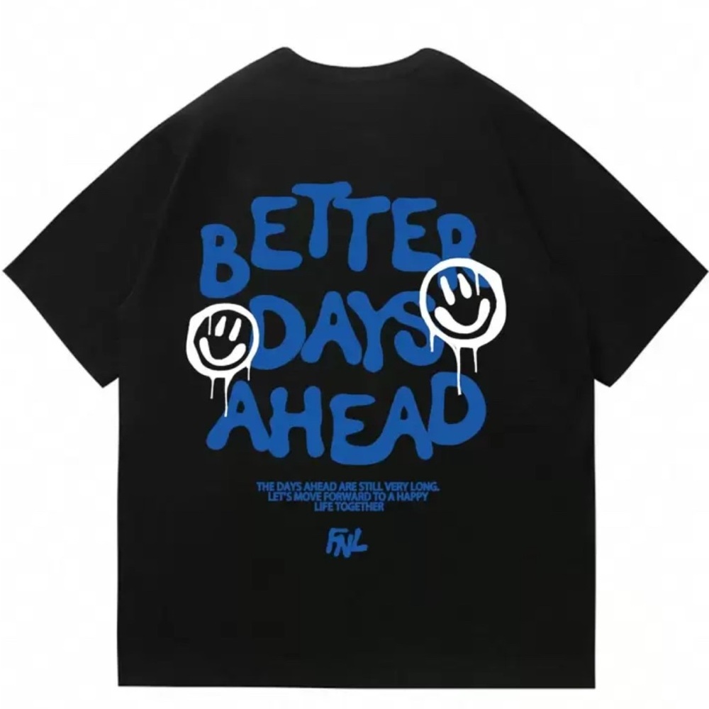 Urban Black and Blue Short Sleeve Tee with Graphic Design
